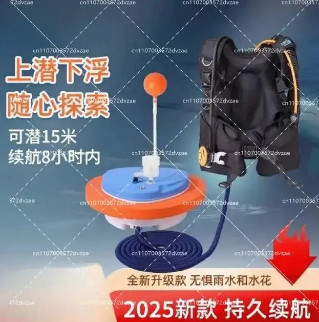 Diving Snorkel Equipment with Mobile Ventilator Support Up to 10M Depth, 2.7-5H Underwater Snorkel for Winter Ice Diving from PriceLows™