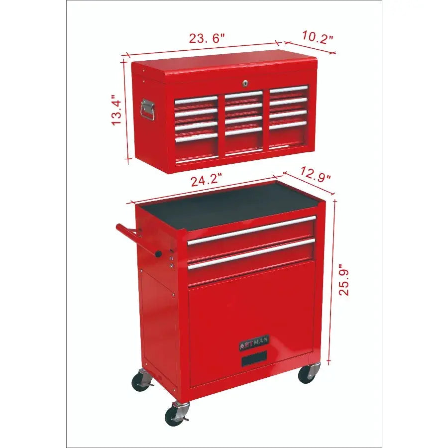 High Capacity Rolling Tool Chest with Wheels and Drawers, 8-Drawer Tool Storage Cabinet--RED from PriceLows™