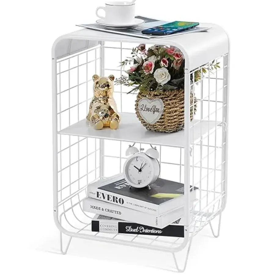 Cute Nightstand, Metal Side Table, 3 Tier End Table with Storage, Vintage Bedside Table, Girls Bedroom Furniture, Coffee Table from PriceLows™