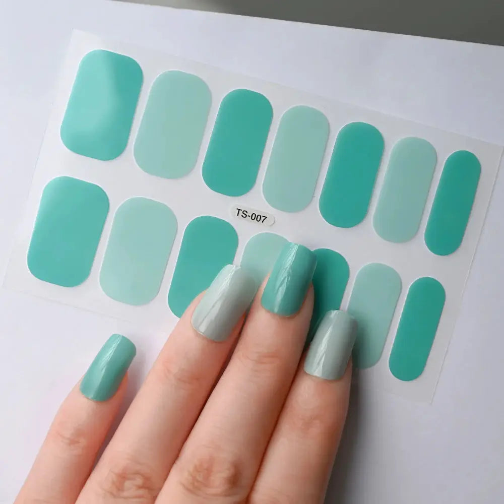 1Pcs Semi-Cured UV Gel Nail Sticker Pure Color Full Cover Waterproof Long-lasting Nail Strips 16Tips DIY Nail Polish Stickers *& from PriceLows™