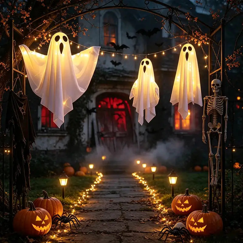 Hanging Halloween Ghost Light | Led Fabric | Battery Operated | One Size