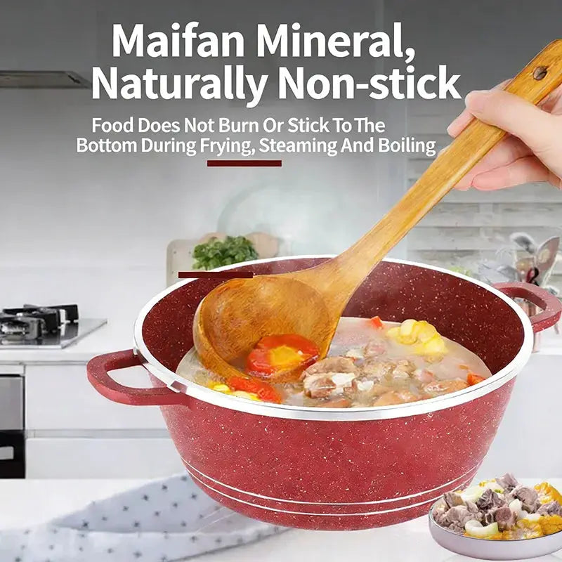 New 10pcs Aluminum Saucepan Set (5 Saucepans, 5 Glass Lids), Easy to Clean, Produces Less Oil and Smoke, Large Capacity, Deluxe Set, Multi-functional Non-stick Kitchen Cookware Set. from PriceLows™