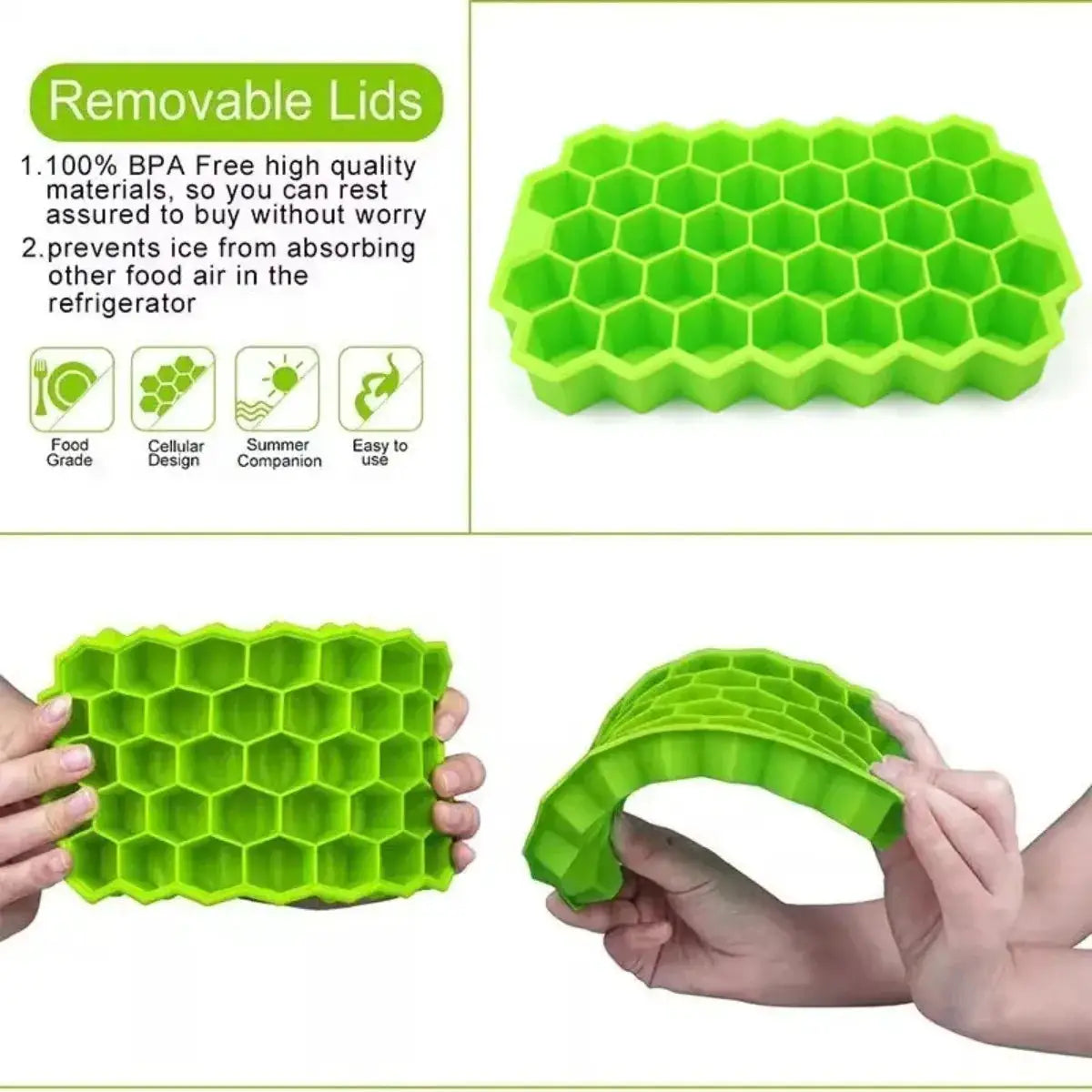 Honeycomb 37-Grid Ice Cube Tray, Silicone DIY Ice Mold (Lid Not Included) for Drinks, Cocktails & Kitchen Use from PriceLows™