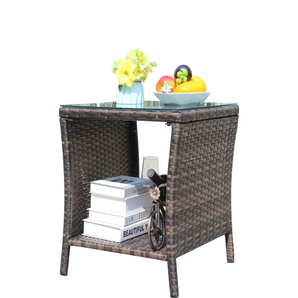 Outdoor Patio Furniture 1 Piece Coffee Table with Clear Tempered Glass for Backyard Lawn Garden Decor from PriceLows™