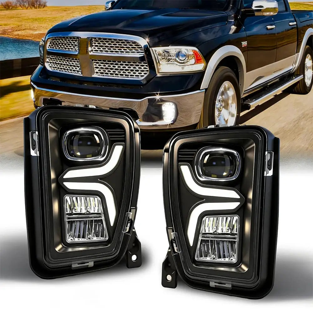 LED Fog Light Assembly | Dot Certified | Black Housing | 2013 2021 Ram 1500