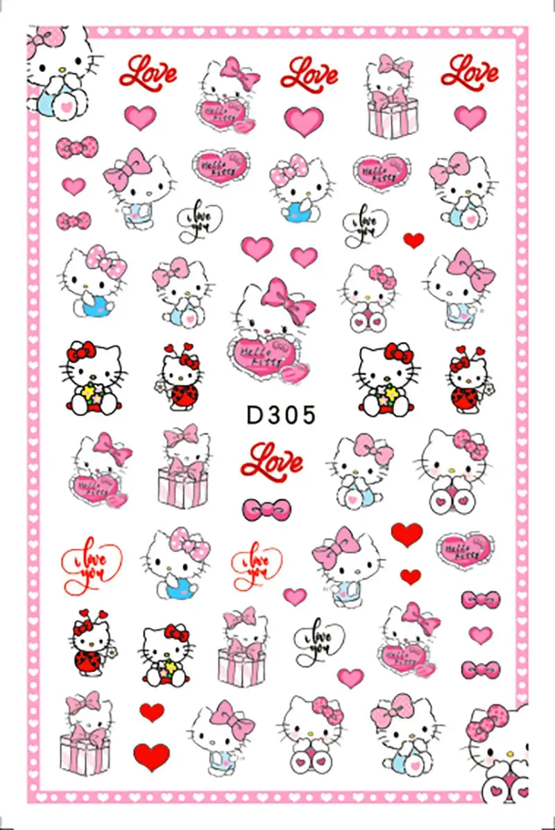 1PCS Cartoon Kawaii Pokémon Nail Stickers 3D Sanrio Hello Kitty Stickers For Nails Nails Accesories Anime Kuromi Nail Supplies from PriceLows™