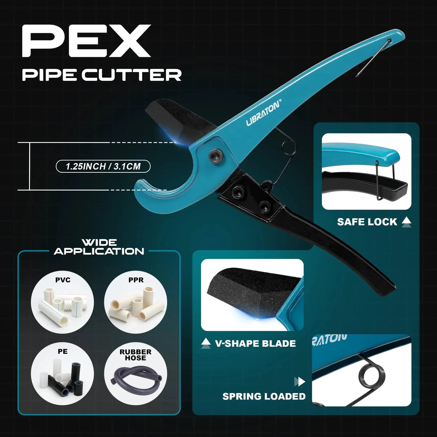 LIBRATON 5PCS Tube Cutting Set Heavy-Duty Copper Tube Cutters PEX Pipe Cutter Deburring Tool & Pipe Reamer for Copper, PEX, PVC from PriceLows™