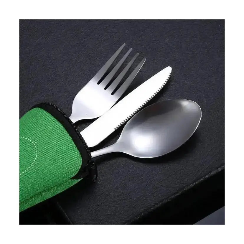 7/3 Pcs Stainless Steel Outdoor Camping Tableware Set Of Pieces Western Food Steak Knife Fork Spoon Creative Cloth Bag Portable from PriceLows™