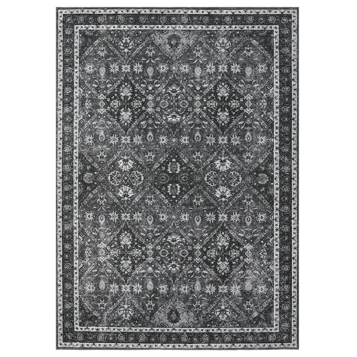 Rug for Living Room, Machine Washable, Non-Slip,Stain & Water Resistant, Low-Pile Moroccan Trellis Hallway Vintage Foldable Rug from PriceLows™