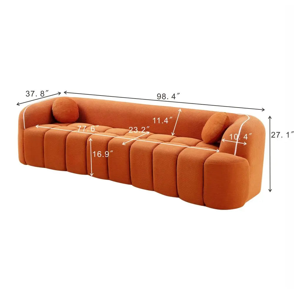Sofa | Corduroy 98.4in | 3-Seater Vacuum Packed | Pillows Included