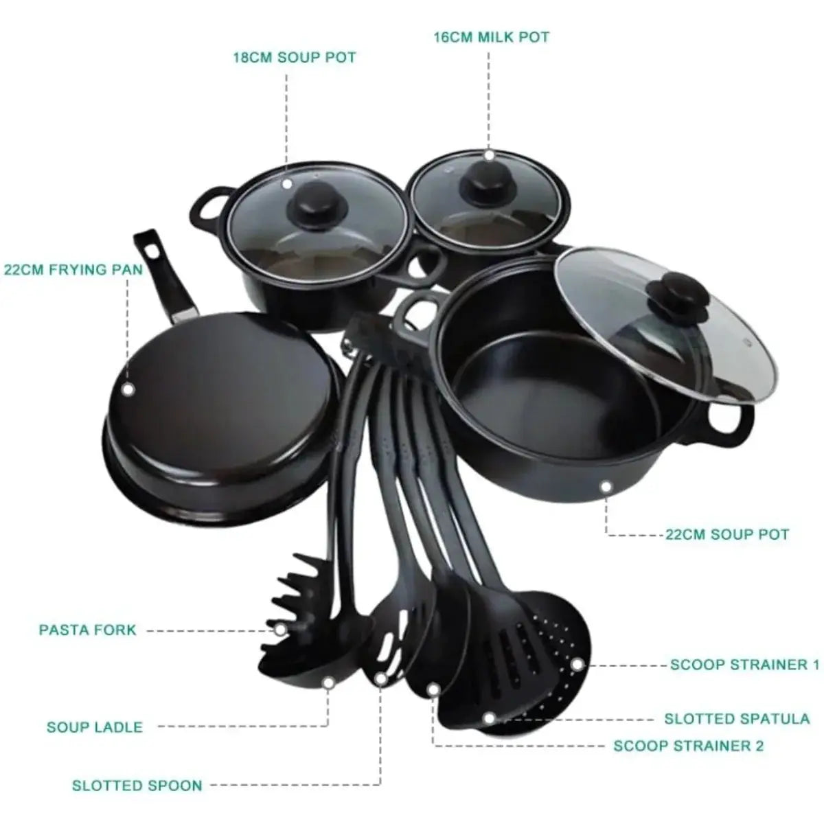 13PCS Non-Stick Pots and Pans Set Kitchen Cookware for Induction Cooker Low Oil Smoke Gift Set from PriceLows™