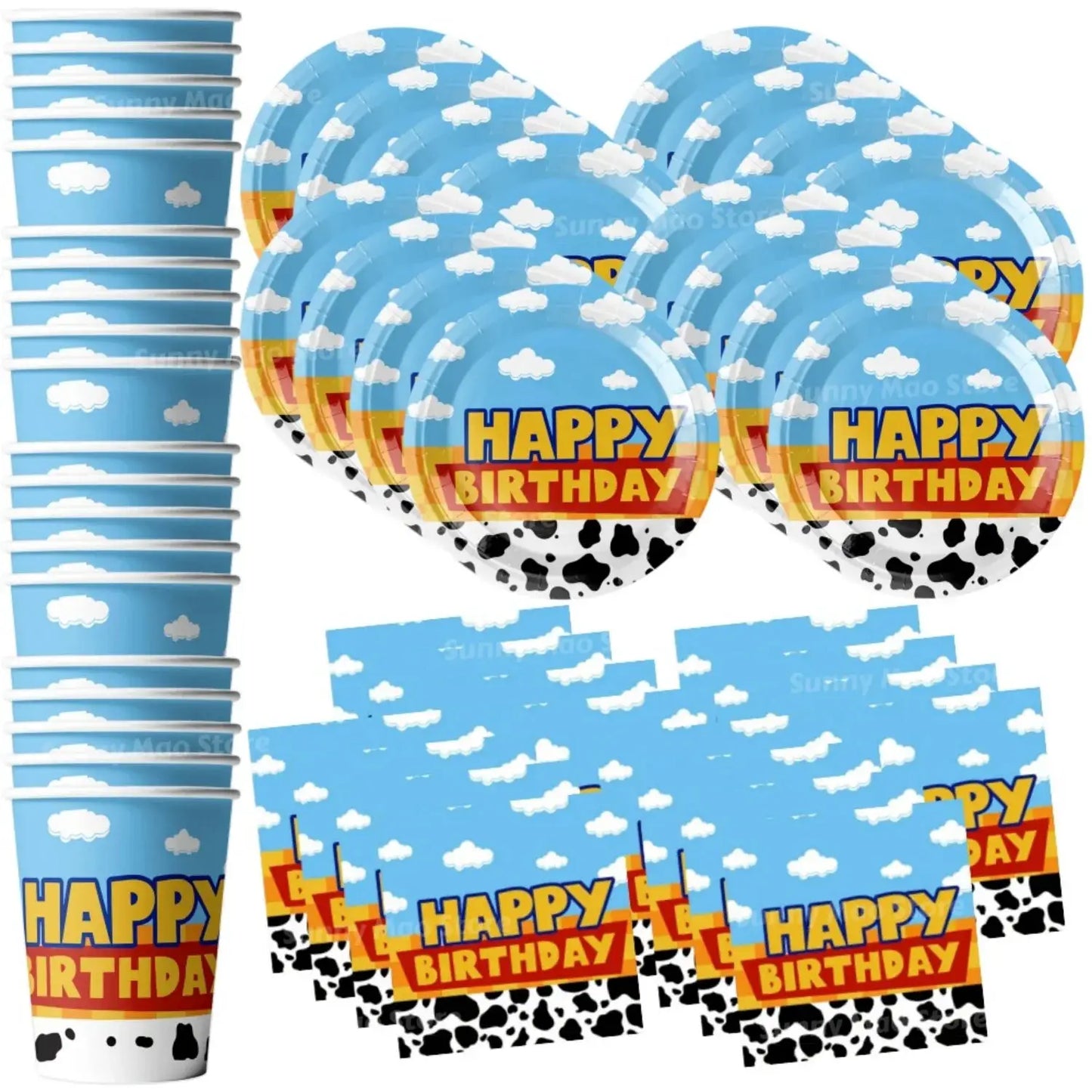 60Pcs Toy Party Supplies Set | Paper Plates Cups Napkins For 20 Guests