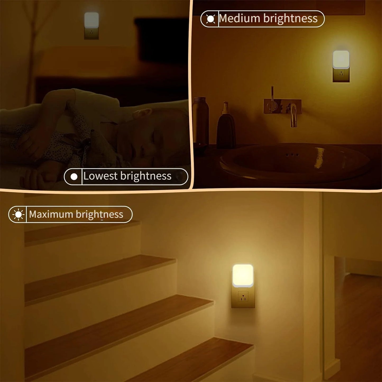 LED Night Light | 3 Brightness Levels | Dusk To Dawn Motion Sensor | Plug In