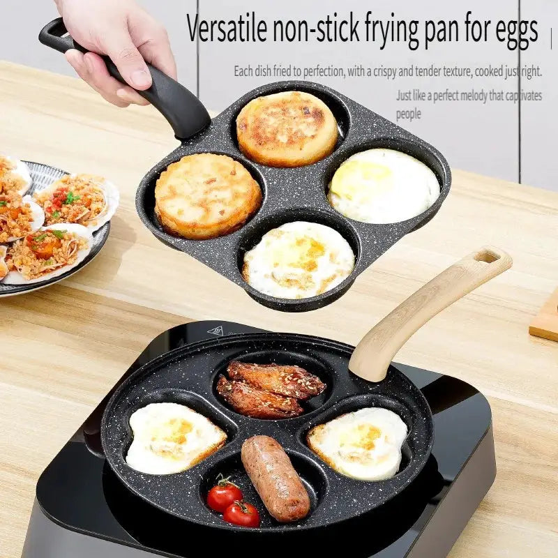 Frying Pan | Four-Hole Omelette Pan | Medical Stone Non-Stick Flat-Bottom | 1pc