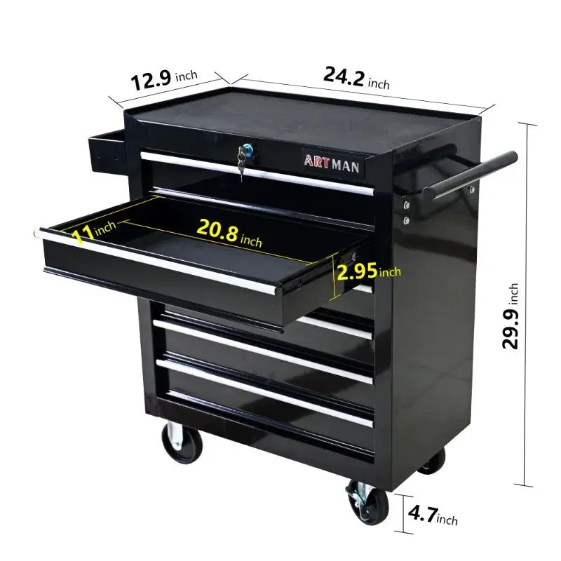 Rolling Tool Chest, 6 Drawer Tool Box with Wheels, Heavy Duty Industrial Service Cart Storage Organizer with Locking System from PriceLows™