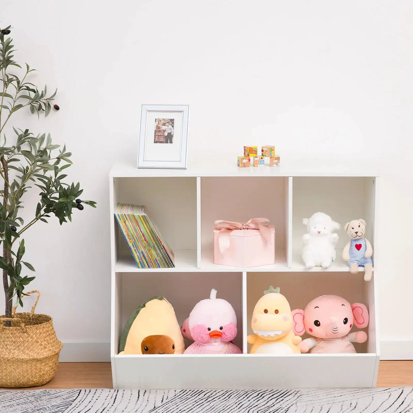 Kids Bookshelf, Bookcase Footboard, Toy Storage Cubby, Children's Toy Shelf, 35.4" L Toy Storage Cabinet Fit for Children's Room from PriceLows™