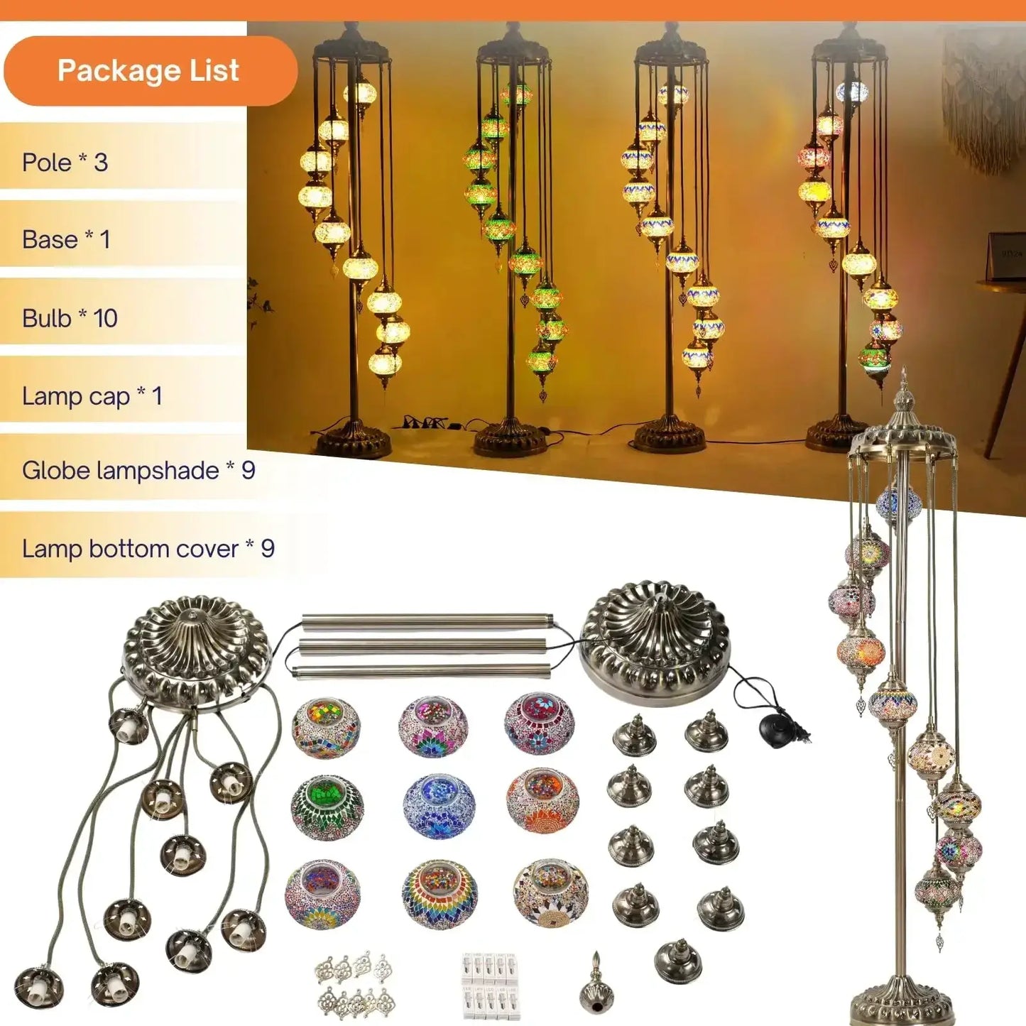 Turkish Moroccan Floor Lamp, Handcrafted Moroccan Style, Turkish Floor Light for Home Decor from PriceLows™