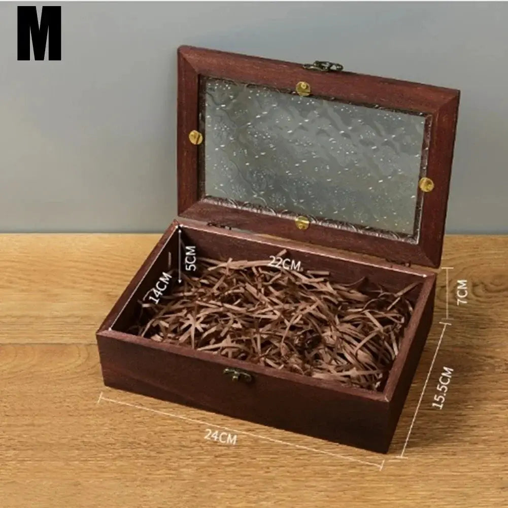 Retro Wooden Storage Box Plain Wood With Lid Multifunction Hinged Boxes Gift Packing Jewelry Case Box Home Sundries Storage Box/ from PriceLows™