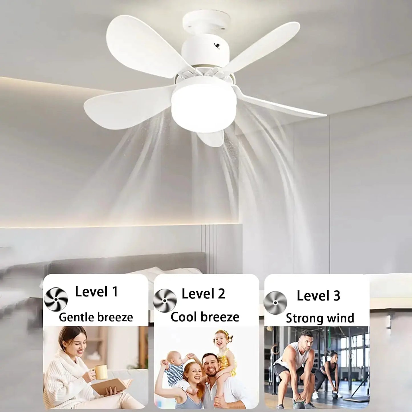 Ceiling Fan Light | Remote Control | Dimmable 3 Color Temperatures | E27 Socket