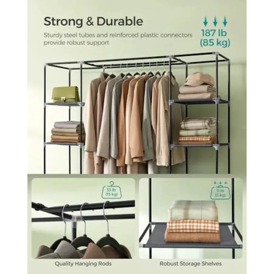 Closet Wardrobe Portable Closet for Bedroom Clothes Rail with Non-Woven Fabric Cover Clothes Storage Organizer 59 x 17.7 x 69 I from PriceLows™