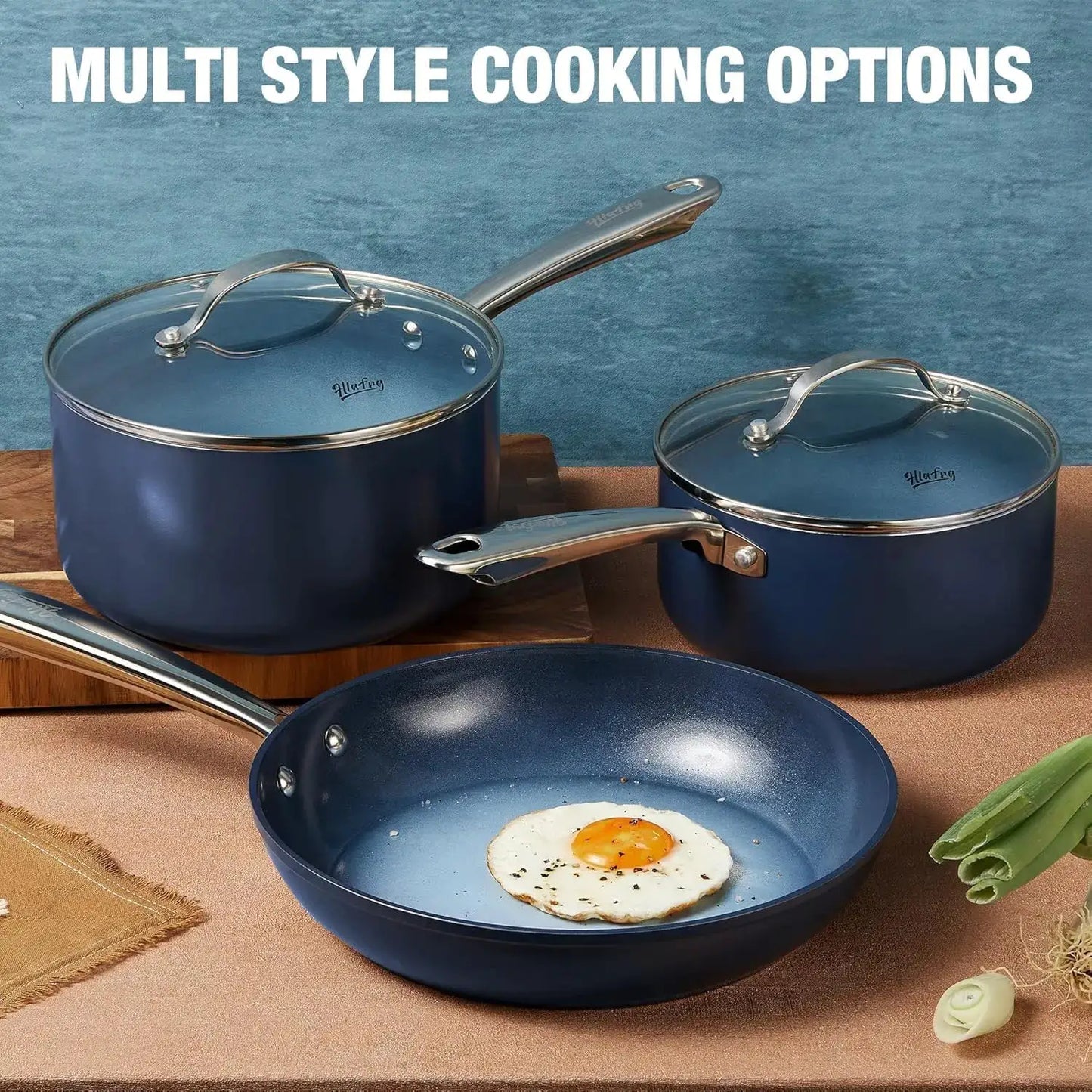 KOCH SYSTEME CS Nonstick Saucepan Set with Lids, 1+2+3QT Pot Set with Ceramic Nonstick Coating, Less Oil and Easy to Clean from PriceLows™