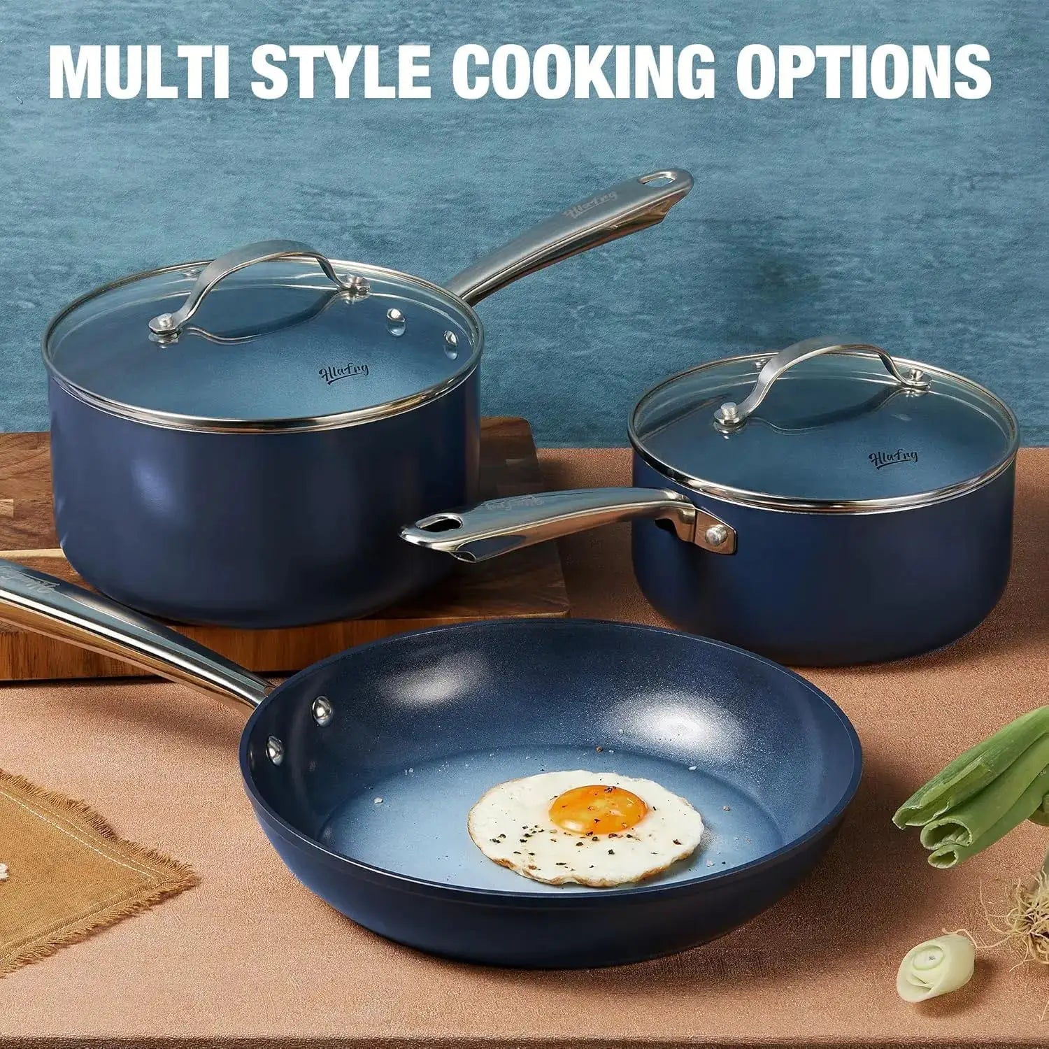KOCH SYSTEME CS Nonstick Saucepan Set with Lids, 1+2+3QT Pot Set with Ceramic Nonstick Coating, Less Oil and Easy to Clean from PriceLows™