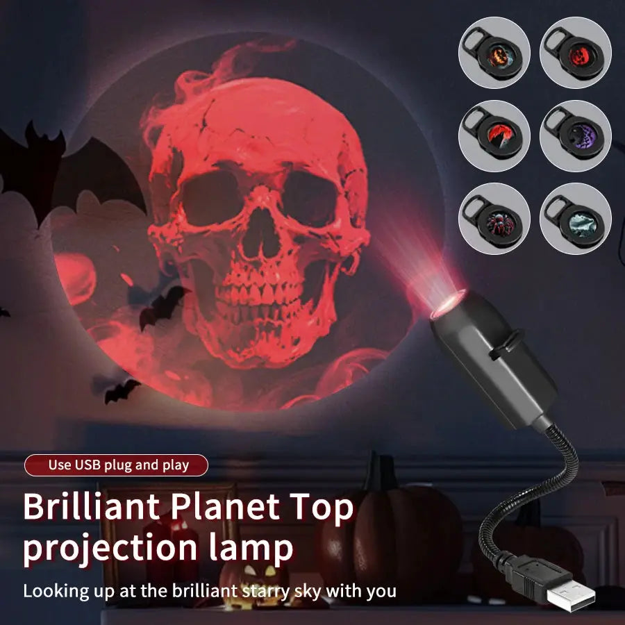 LED Projection Night Light | USB Powered | Pumpkin Moon Mood Lamp | 20cm