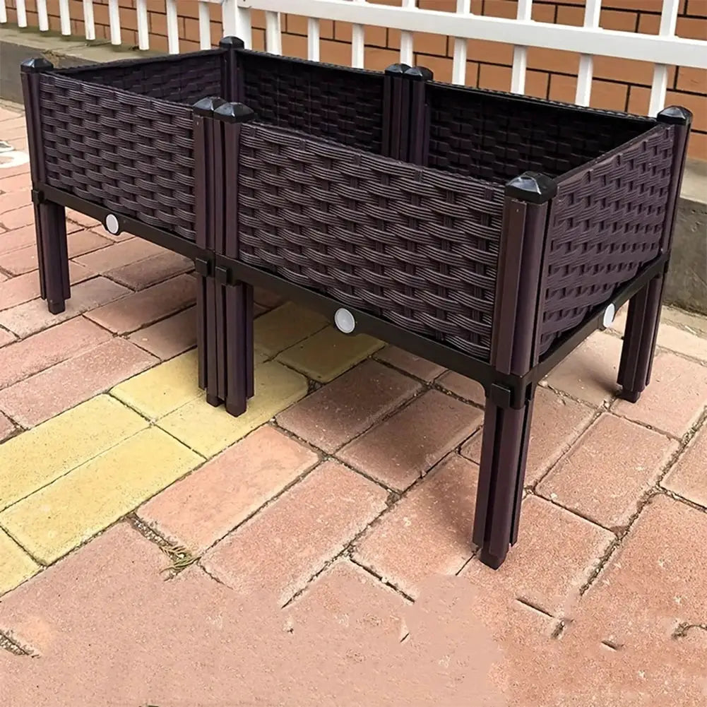 Elevated Plastic Raised Garden Bed Planter Outdoor Planters Above Ground Flower Vegetable Standing Box Garden Box for Garden from PriceLows™