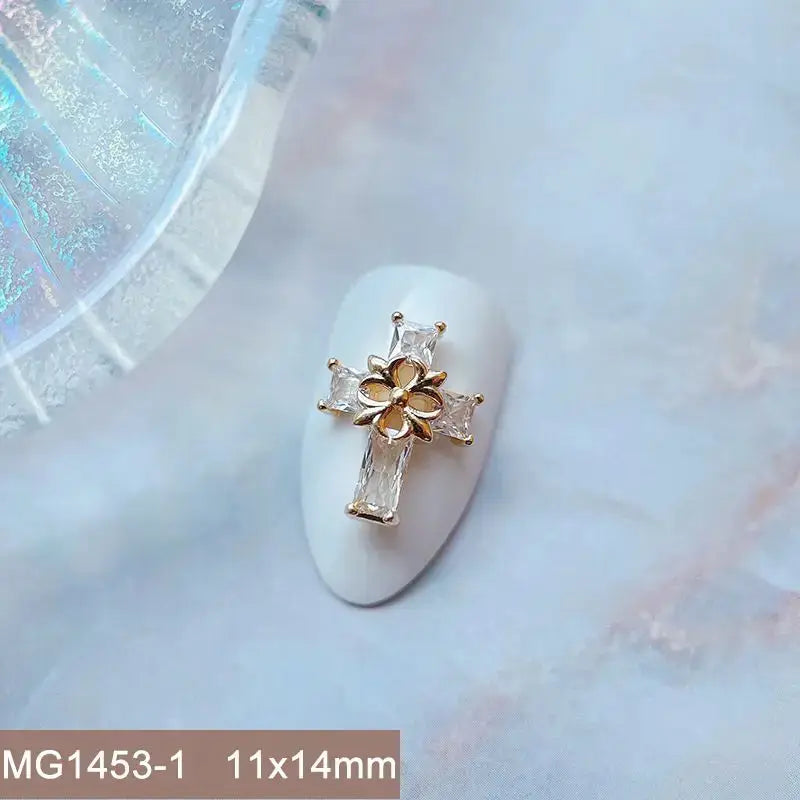 10pcs/lot Luxury Halloween Black Cross Heart Zircon Metal Nails Jewelry Decorations Nail Art Accessories Charms Parts Supplies from PriceLows™