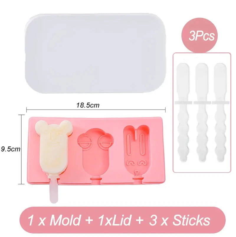 Silicone Ice Cream Mold Diy Cartoon Animal Fruit Popsicle Mould with Lid and Stick Ice Cube Maker Kitchen Tools Accessories from PriceLows™