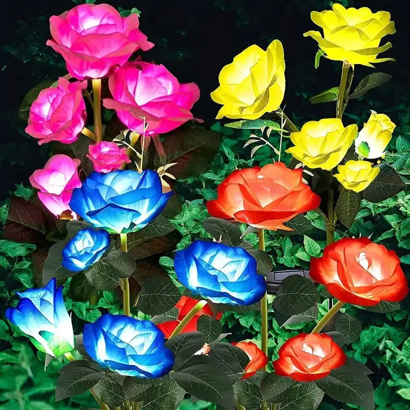 1PC Solar 5-Head Rose Flower LED Light,Outdoor Plug-in Decoration Lights,Landscape Lightting For Garden Lawn Yard Path Graveyard from PriceLows™