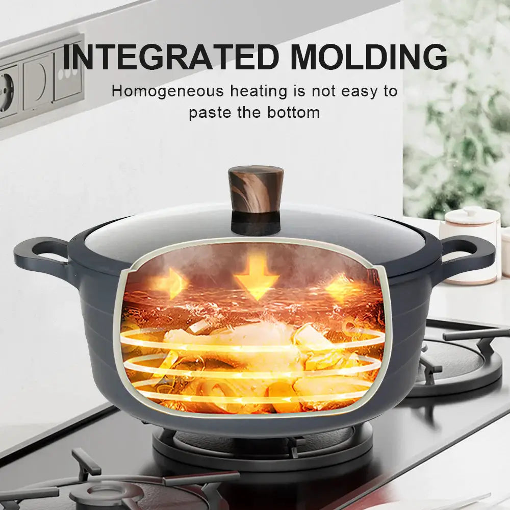Donnor 15pcs Cookware Set Non-stick Wave Series Casserole Granite Coating Smokeless Kitchenware from PriceLows™