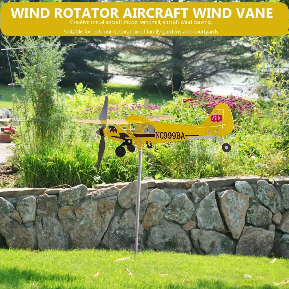3D Plane Weather Vane Creative Chic Metal Airplane Garden Weather Vane Plug Decor Anti-corrosion Weatherproof for Outdoor Garden from PriceLows™
