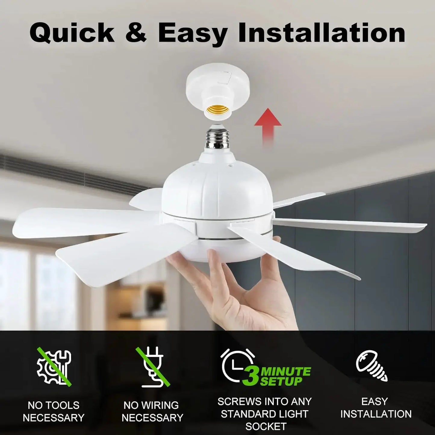 LED Ceiling Fan Light | E26 Socket | Remote Control | Three Color Temperatures
