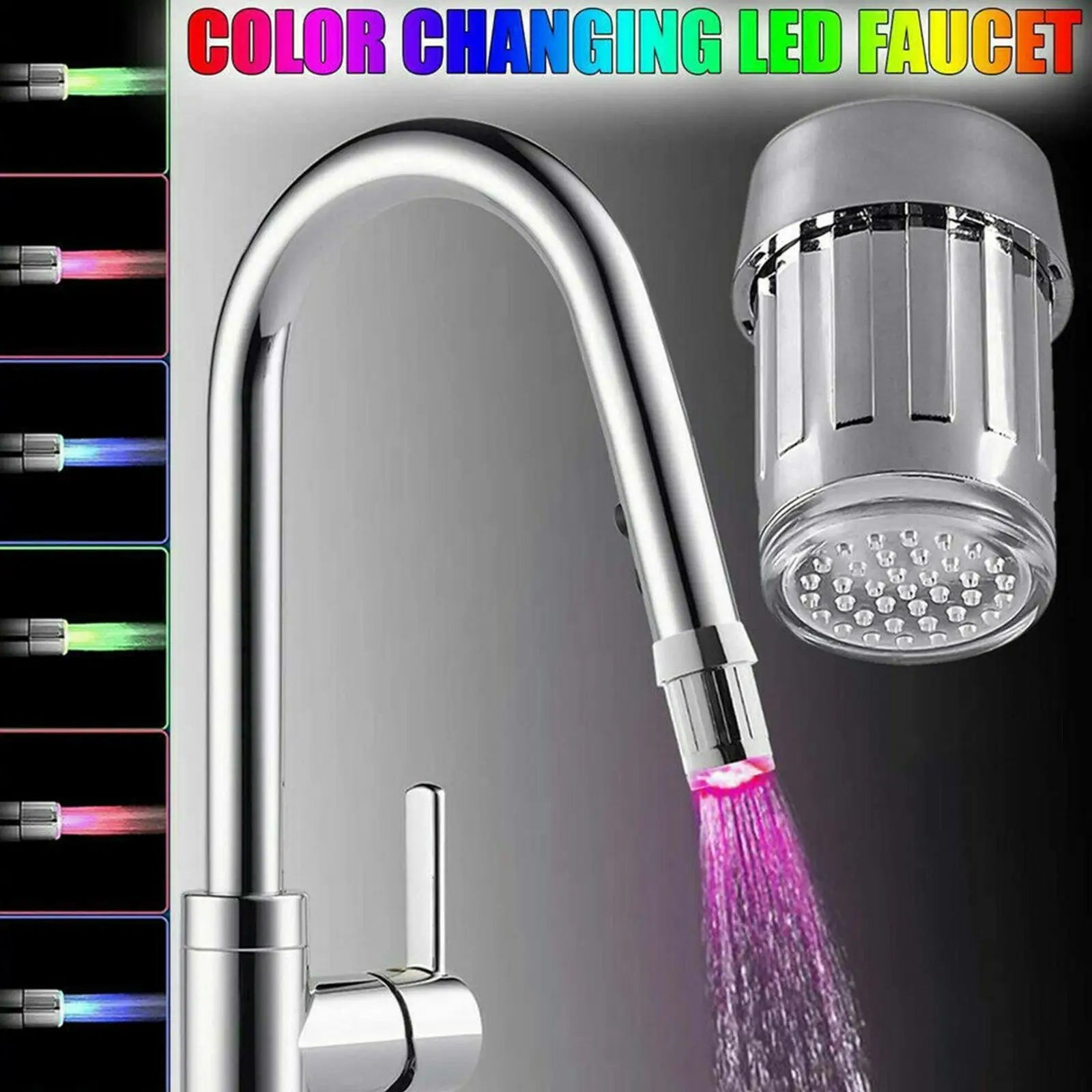 7-Color LED Color Change Faucet Change Automatically LED Faucet Head Glow Stream Light Faucet Aerator Tap For Kitchen Bathroom from PriceLows™