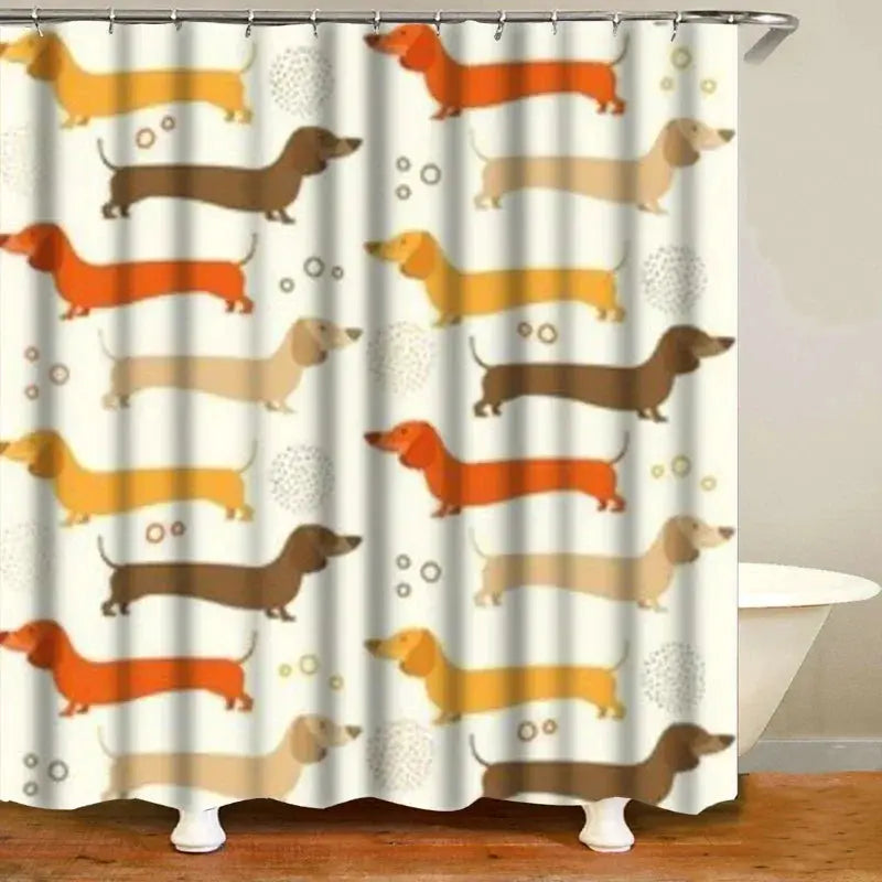Funny Sausage Dog Dachshund Shower Curtains for Bathroom, Cartoon Dogs Bath Curtains with Cute Animals Waterproof Machine Wash from PriceLows™