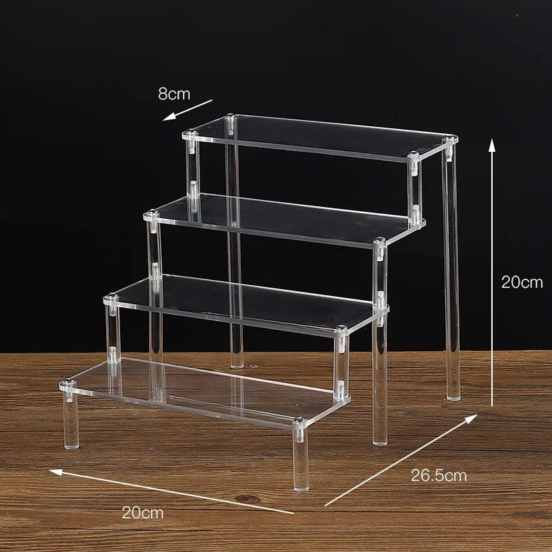 1-5 Tier Acrylic Display Stand Clear Display Riser Rack for Cupcake Perfume Doll Décor Organizer Amiibo Funko POP Figures DC05 from PriceLows™