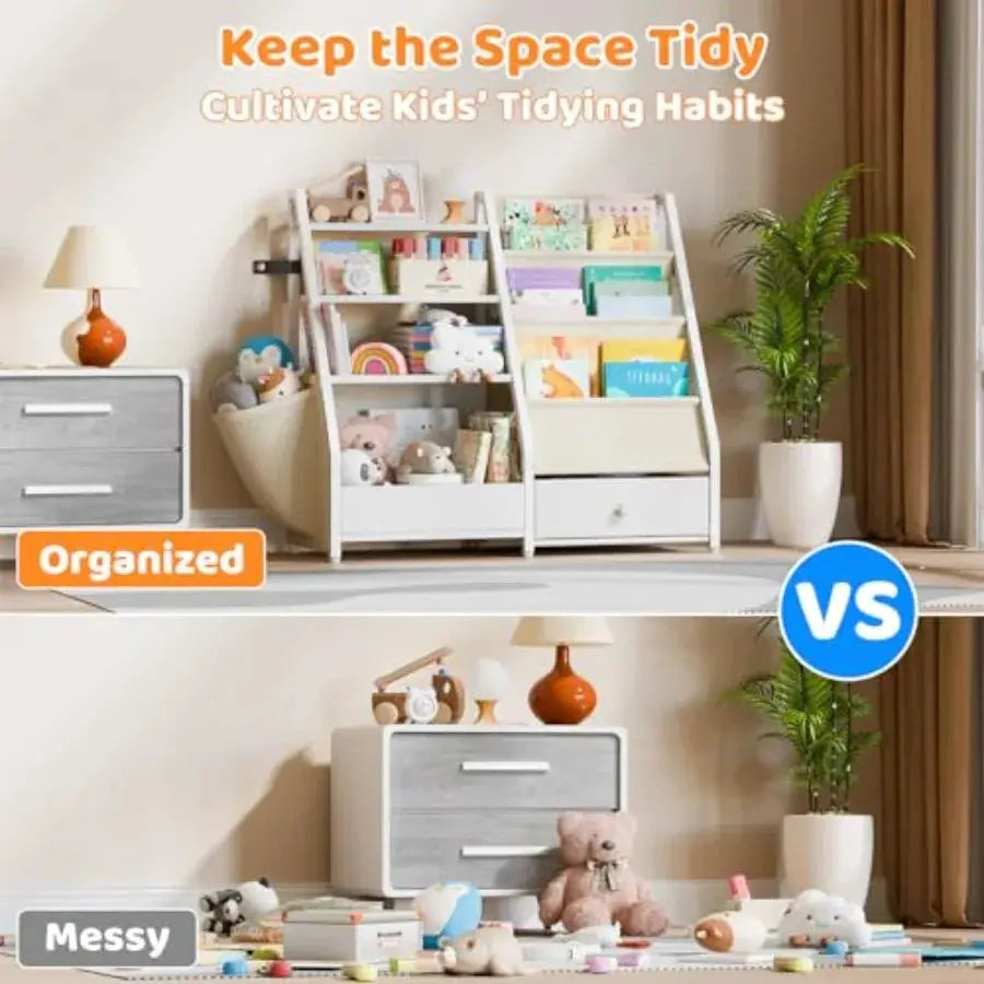 Bookshelf and Toy Storage - Book Shelf for Rooms Toddler Bookshelf Baby Bookcase for Nursery Montessori Toy Organizer from PriceLows™