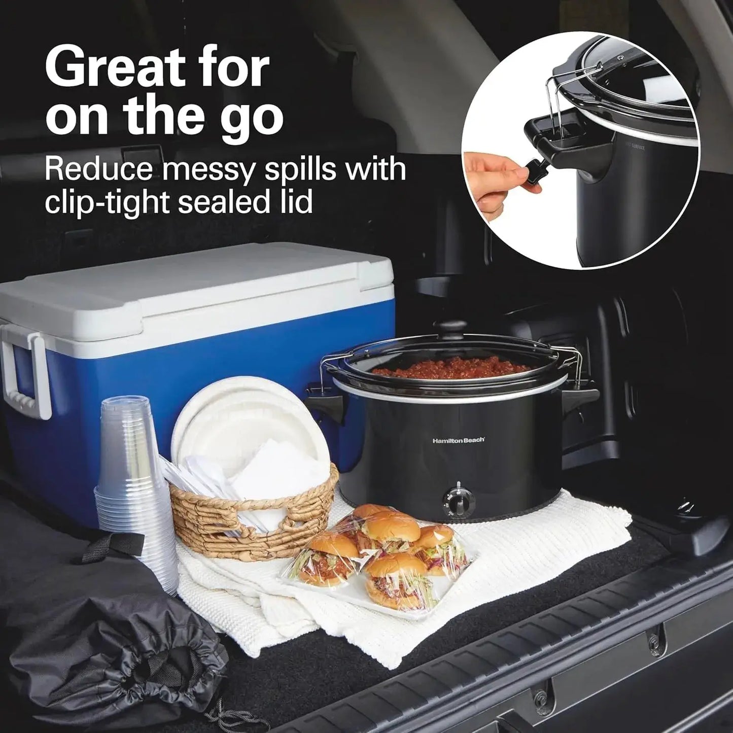 Slow Cooker Pot | 10 Qt | Stoneware | Portable with Lid