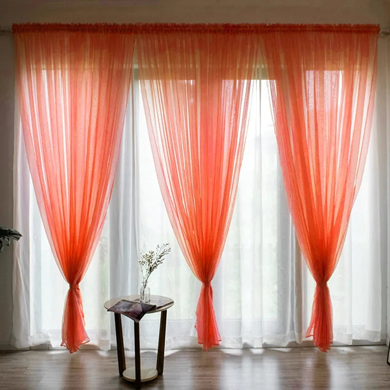 100x200cm 1PC Solid Color Sheer Curtain For Living Room Window String Curtains Bedroom Drape Panel Tulle Treatments from PriceLows™