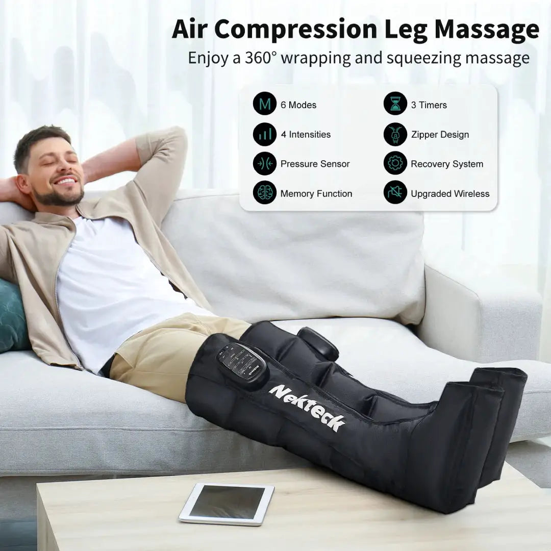 Air Pressure Leg Massager | Cordless Calf Compression Boot | With Storage Bag
