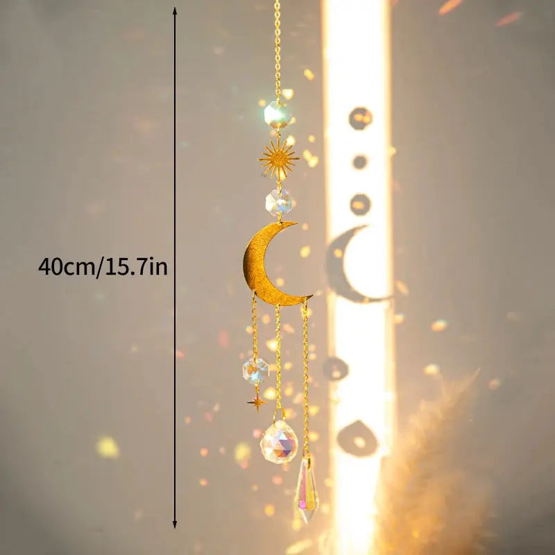 Crystal Suncatcher Moon Star Rainbow Sun Catcher Wind Chime Pendant Sun Catcher Pendants Outdoor Garden Yard Hanging Decor from PriceLows™