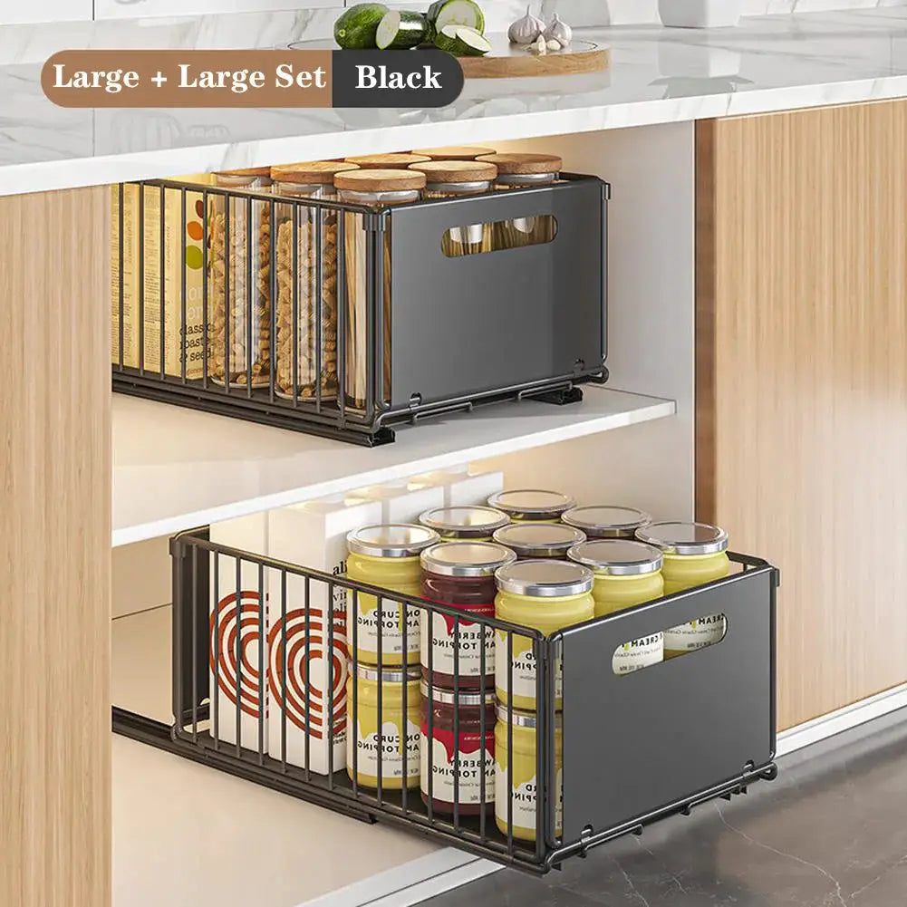 2PCS Pull Out Cabinet Organizer Under Sink Organizer Slide Out Drawers Pantry Shelves Drawer Storage for Kitchen Cabinet from PriceLows™