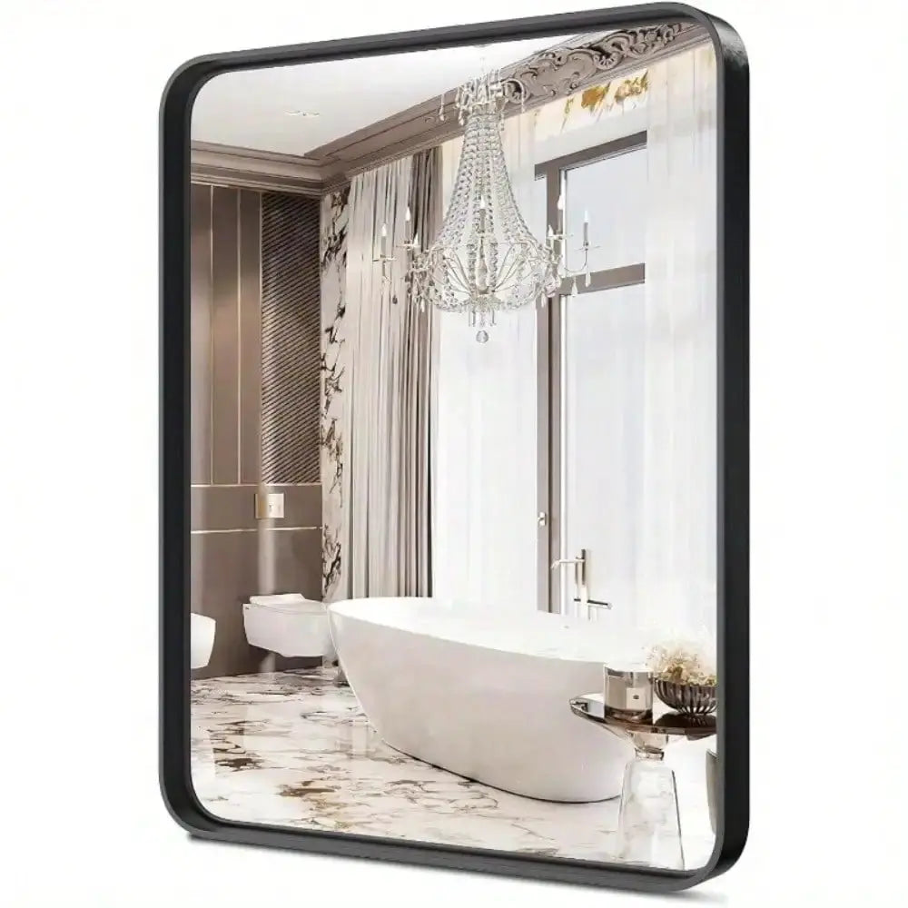 Home Black Bathroom Wall Mirror Metal Frame Rectangular Anti-Rust Vanity Mirror from PriceLows™