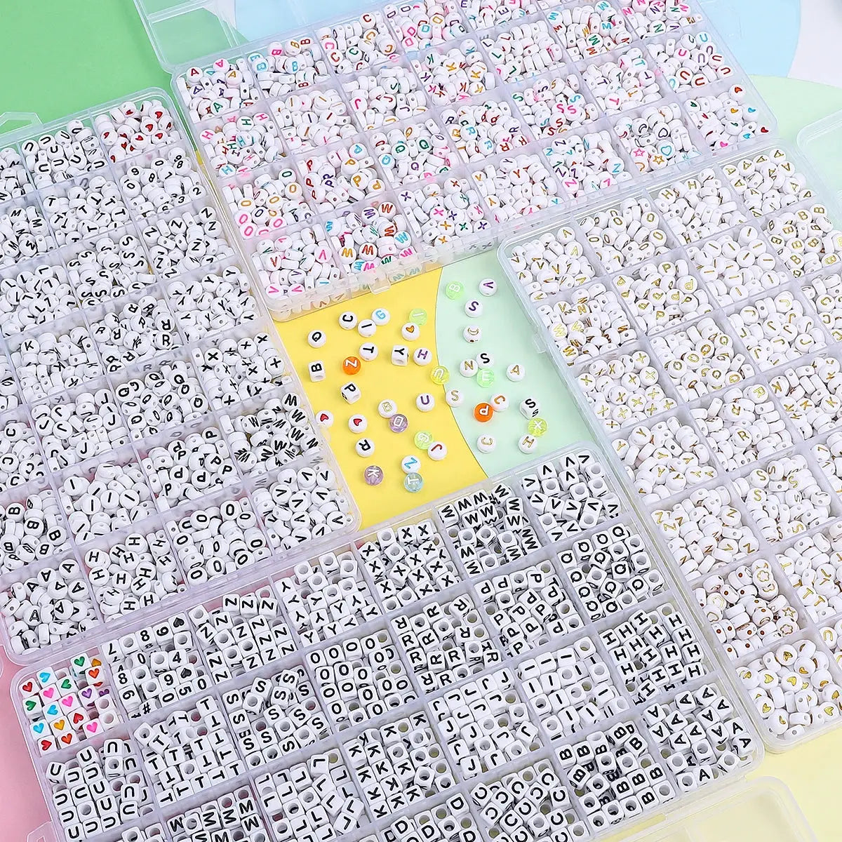 Acrylic Alphabet Beads | 6x6/4x7mm | Heart Shape | DIY Craft Kit