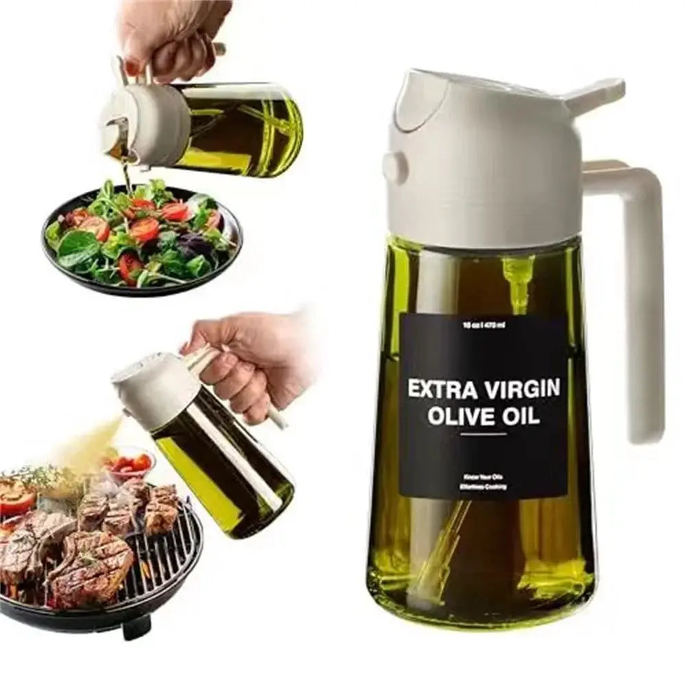 470 ml Oil Sprayer for Cooking,2-in-1 Olive Oil Dispenser and Oil Spray Bottle,Oil Spray with Stickers,Thick Glass Spray Bottle from PriceLows™