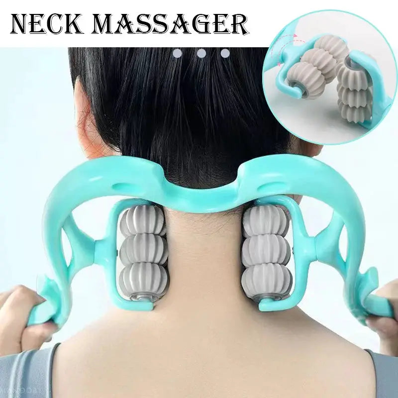 Six Wheel Neck Massager | Manual Kneading Relief | Clip On Home Use