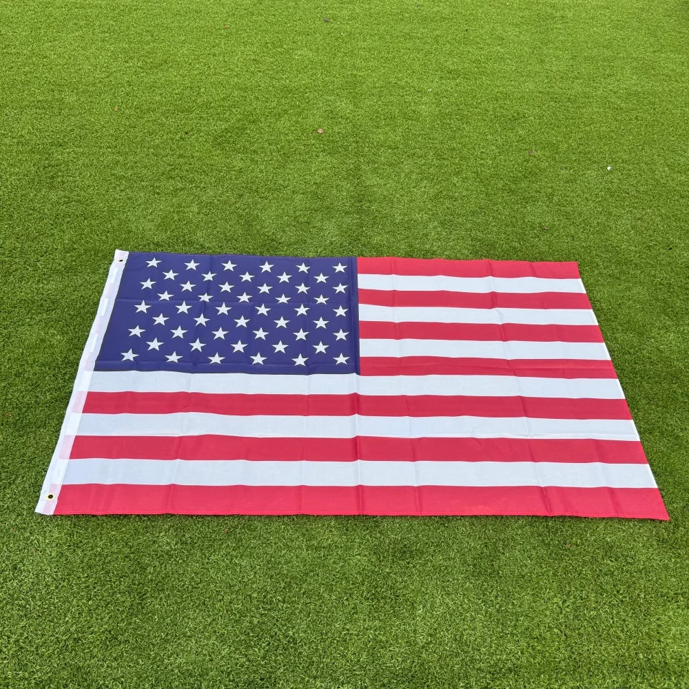 American Flag Banner | Double Sided Print | Left Side Brass Grommets | 150x90cm
