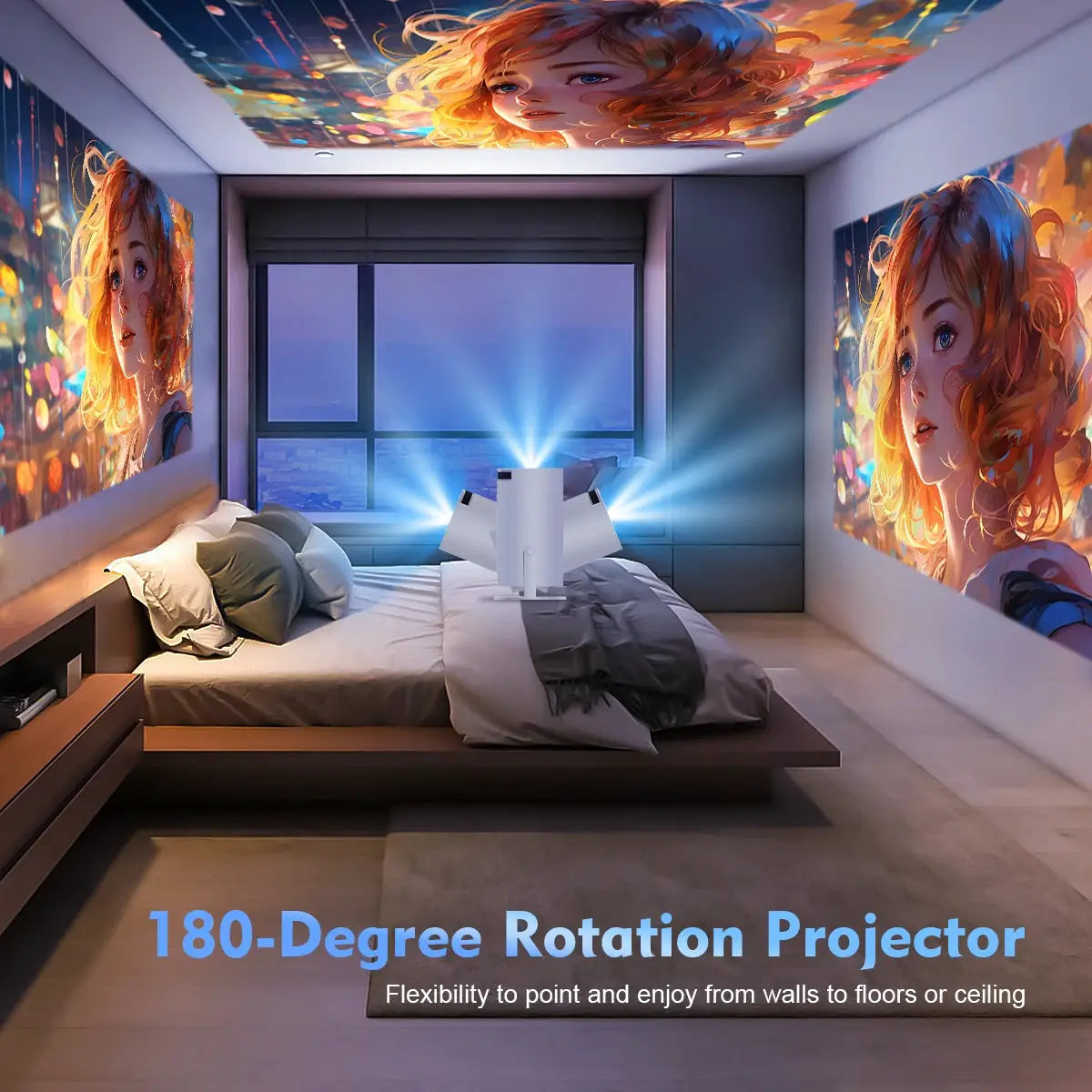 Projector | 290 ANSI Brightness | Android 14 System | Dual Wifi 6 1080P