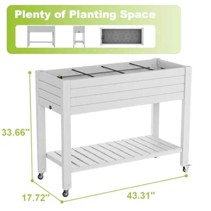 Elevated Raised Garden Bed with Wheels, Outdoor Large Resin Patio Planter Box Stand Divisible with Drain Plug, Water Monitor fo from PriceLows™